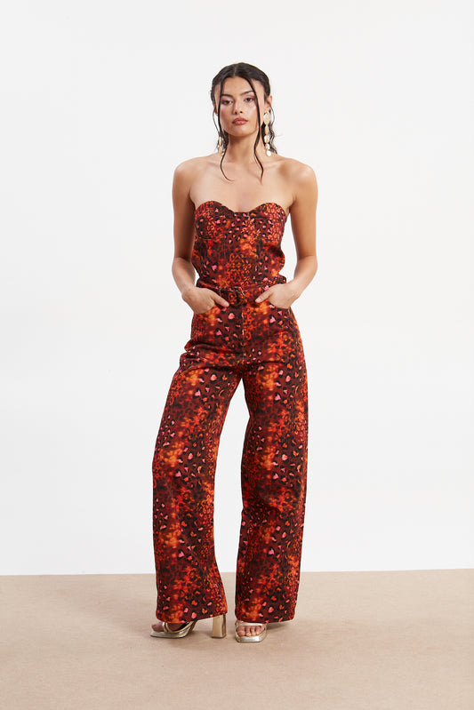Harriet Denim Leopard Pants